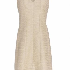 Cher Metallic Tweed Kleid in ecru/gold