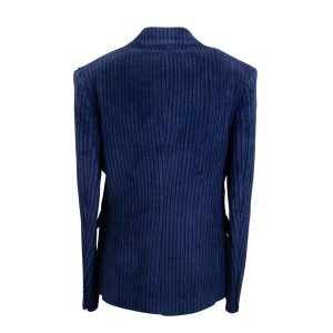 Dunkelblaue zweireihige Jacke aus Cord