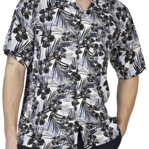 Hibiscus Leaves Kurzarm Camp Shirt