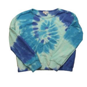 Design Geschichte Mädchen Blau Batikmuster Langarmshirt