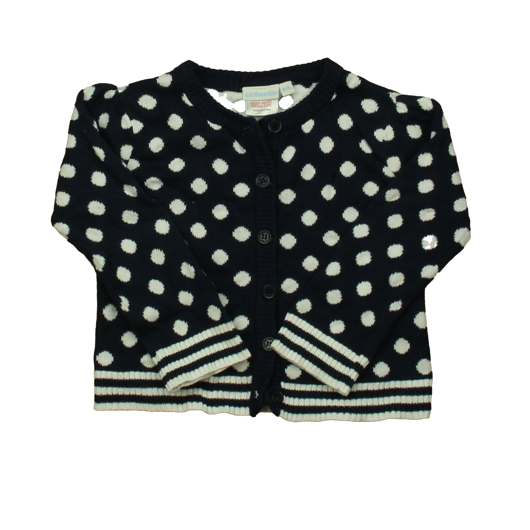 JoJo Maman Bebe Mädchen Marine Polka Dots Strickjacke