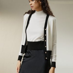 Gemini Kaschmir Strickjacke mit kontrastierendem Saum