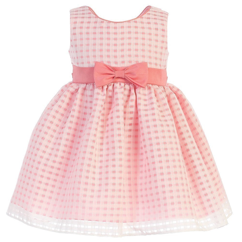 Große Mädchen Koralle Burnout Squares Organza Ostern Kleid 7-12