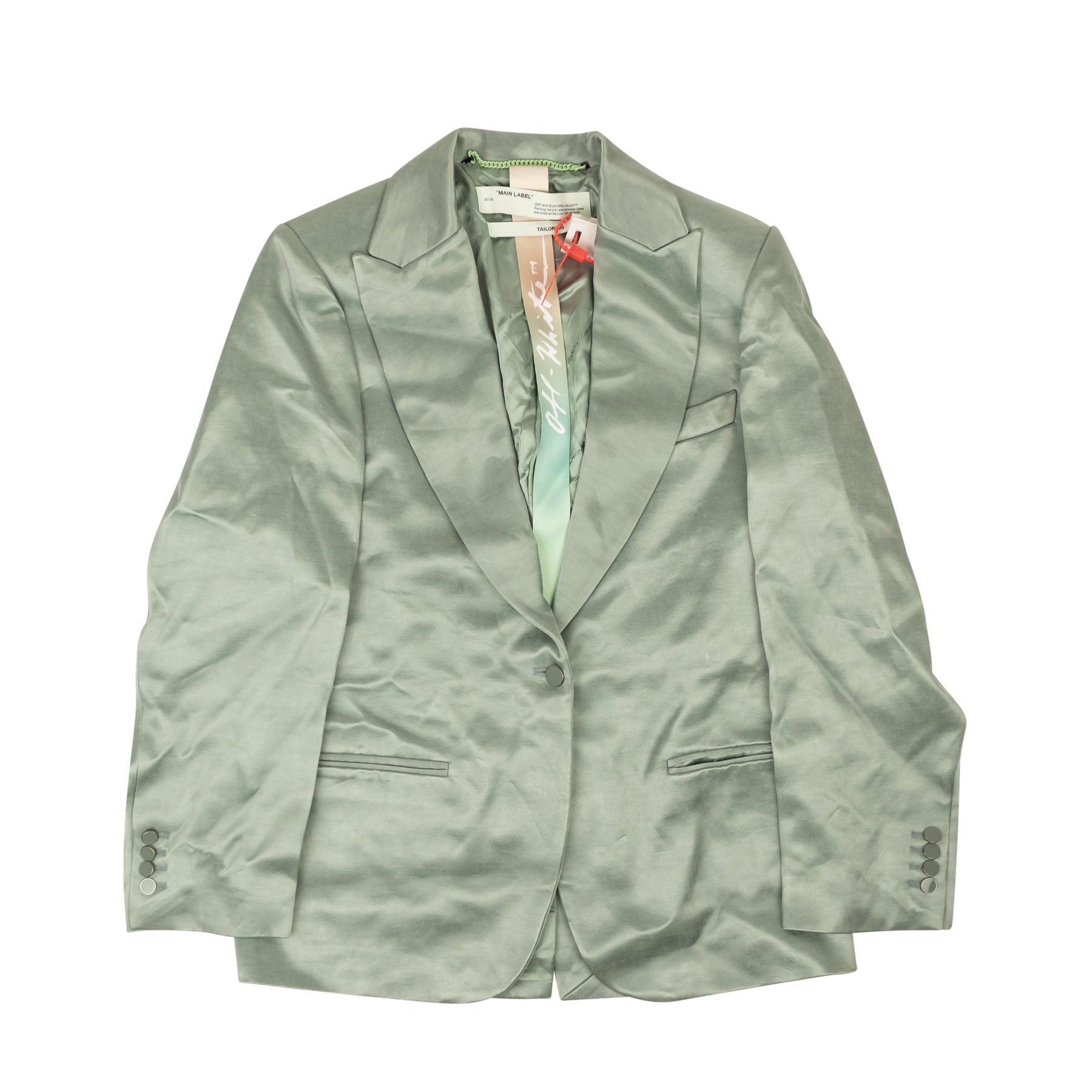 Off-White C/O Virgil Abloh Minze Satin Boyfriend Blazer – Grün