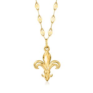 Ross-Simons Italienische 14kt Gelbgold Fleur-De-Lis Halskette