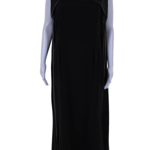 CD Greene Damen Perlen runden Hals ärmellos überlagert Maxikleid schwarz – 7833592463420