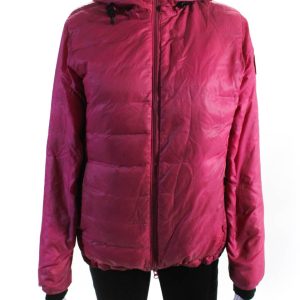 Canada Goose Damen gestreift mit Reißverschluss Langarm mit Kapuze Puffer Mantel Rosa