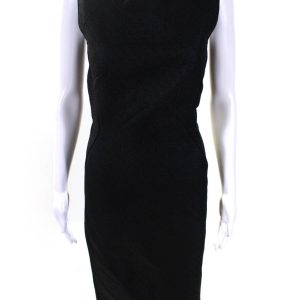 Bottega Veneta Damen gewebt ärmellos quadratischen Hals Mantel Kleid schwarz – 7833598984252