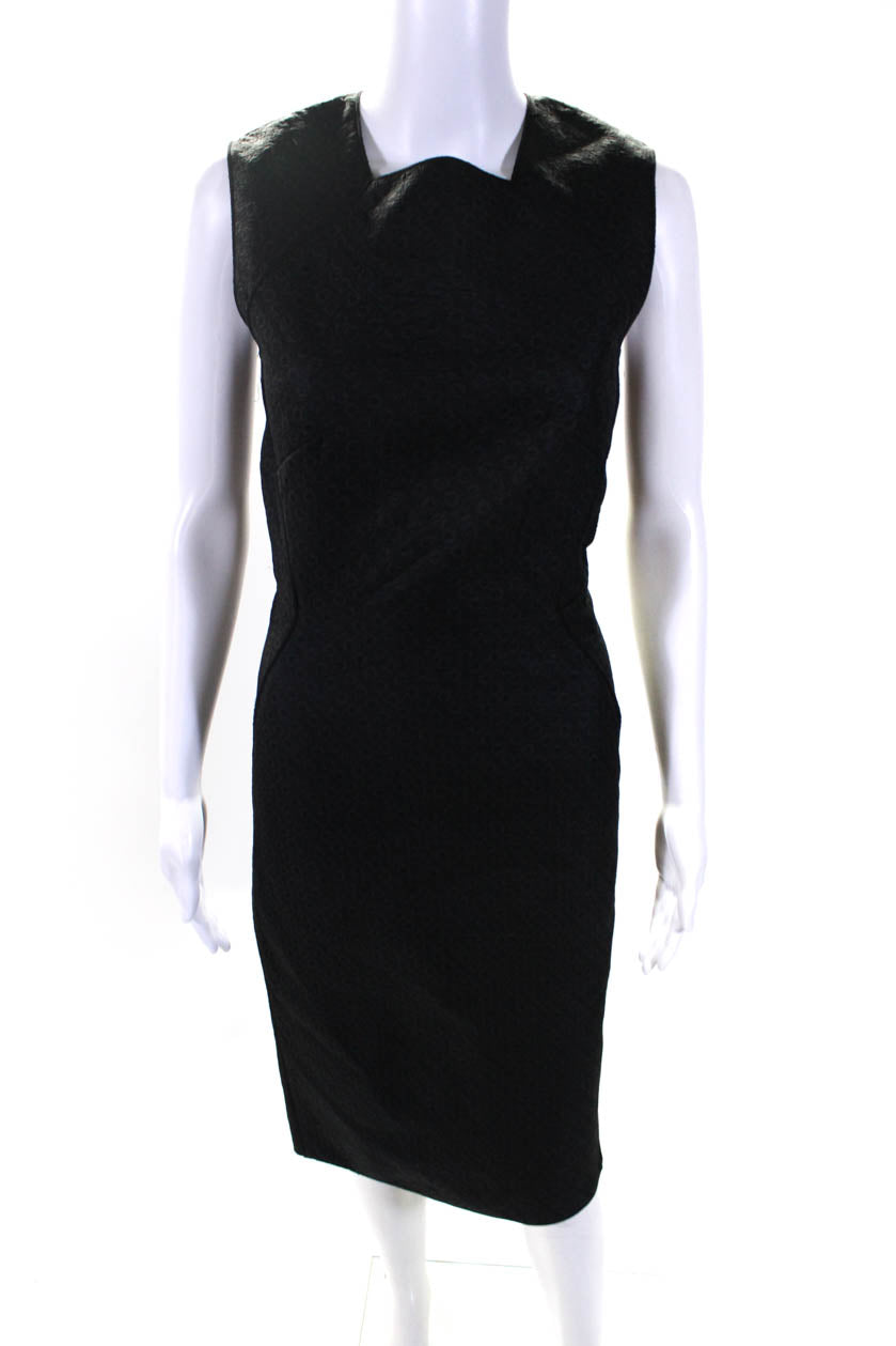 Bottega Veneta Damen gewebt ärmellosen quadratischen Hals Mantel Kleid schwarz