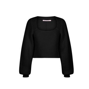 Damen bruna gerippten Pullover in schwarz