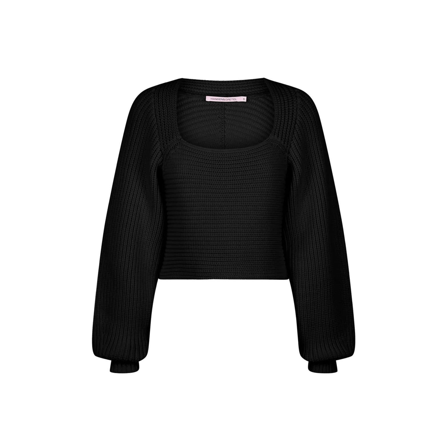 Damen Bruna gerippter Pullover in Schwarz
