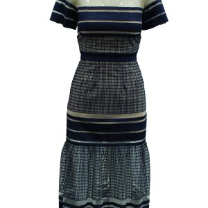 Self Portrait Gestreiftes Mesh-Säulenkleid aus mehrfarbigem Polyester – 7833676251196