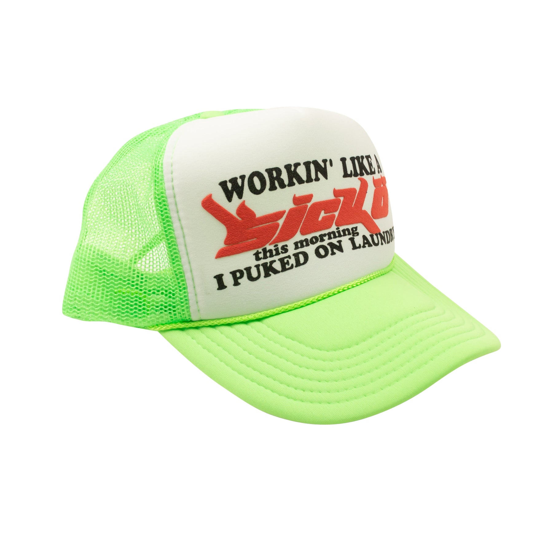 Neon grün und weiß arbeiten wie ein Sicko Trucker Hut