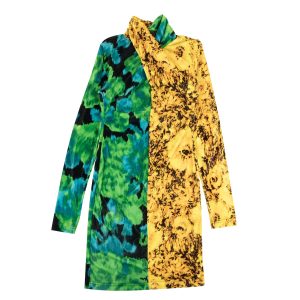 Richard Quinn Moire Twisted Kleid – Sonnenblumen/grün