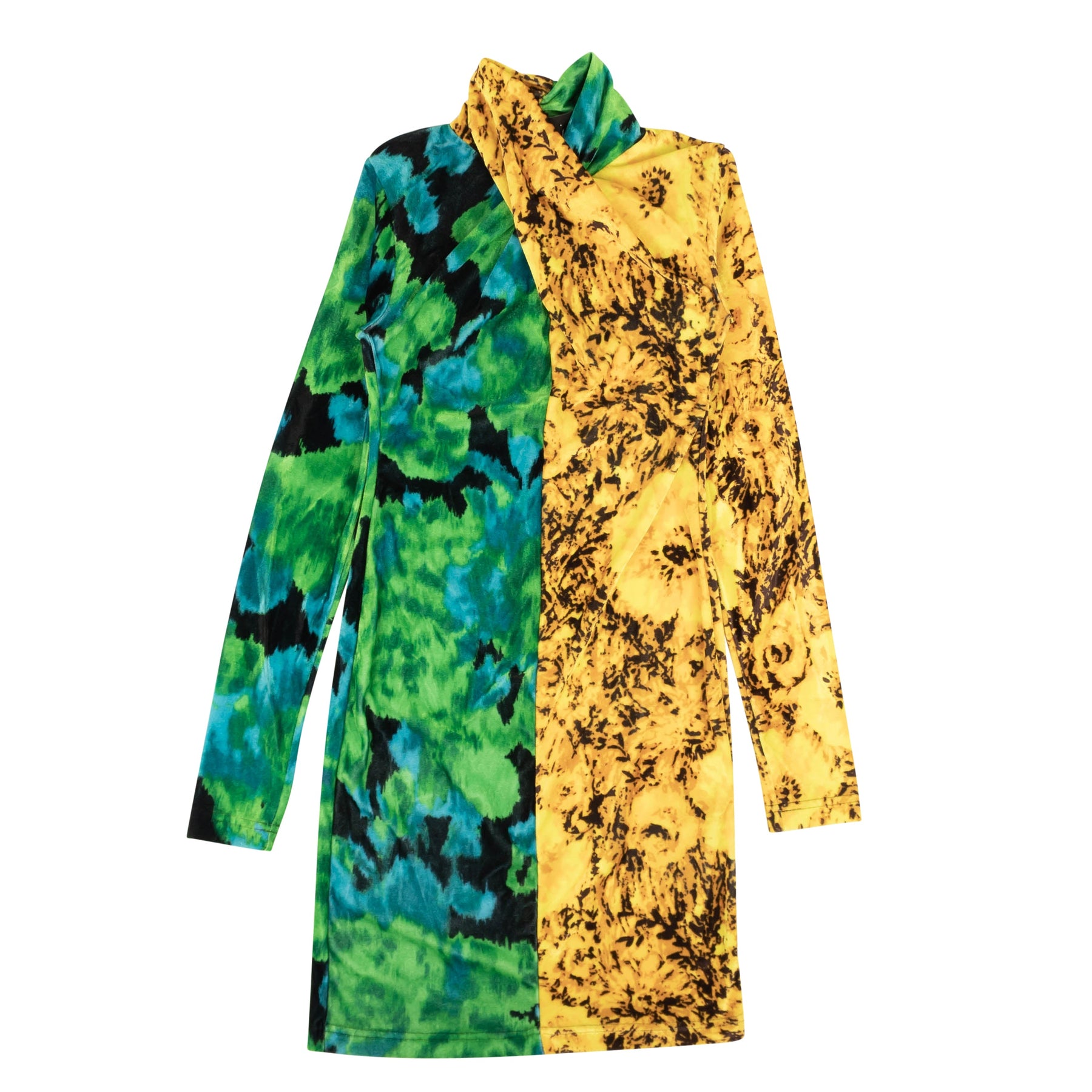 Richard Quinn Moire Twisted Kleid – Sonnenblume/Grün