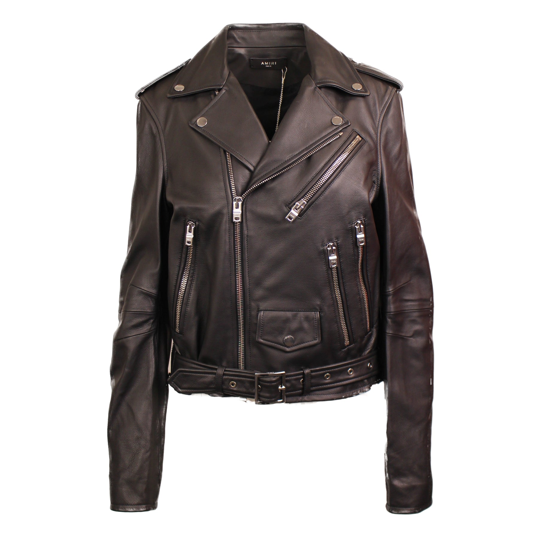 PERFECTO MIT PAINT EMBROIDERY Schwarze Lederjacke
