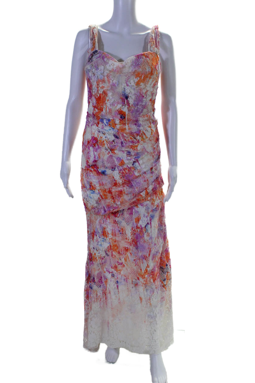 Monique Lhuillier Damen ärmellose Spitze Overlay Kleid mehrfarbig