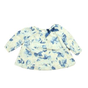 Janie and Jack Mädchen blau-weiß florale Bluse – 7805930963004