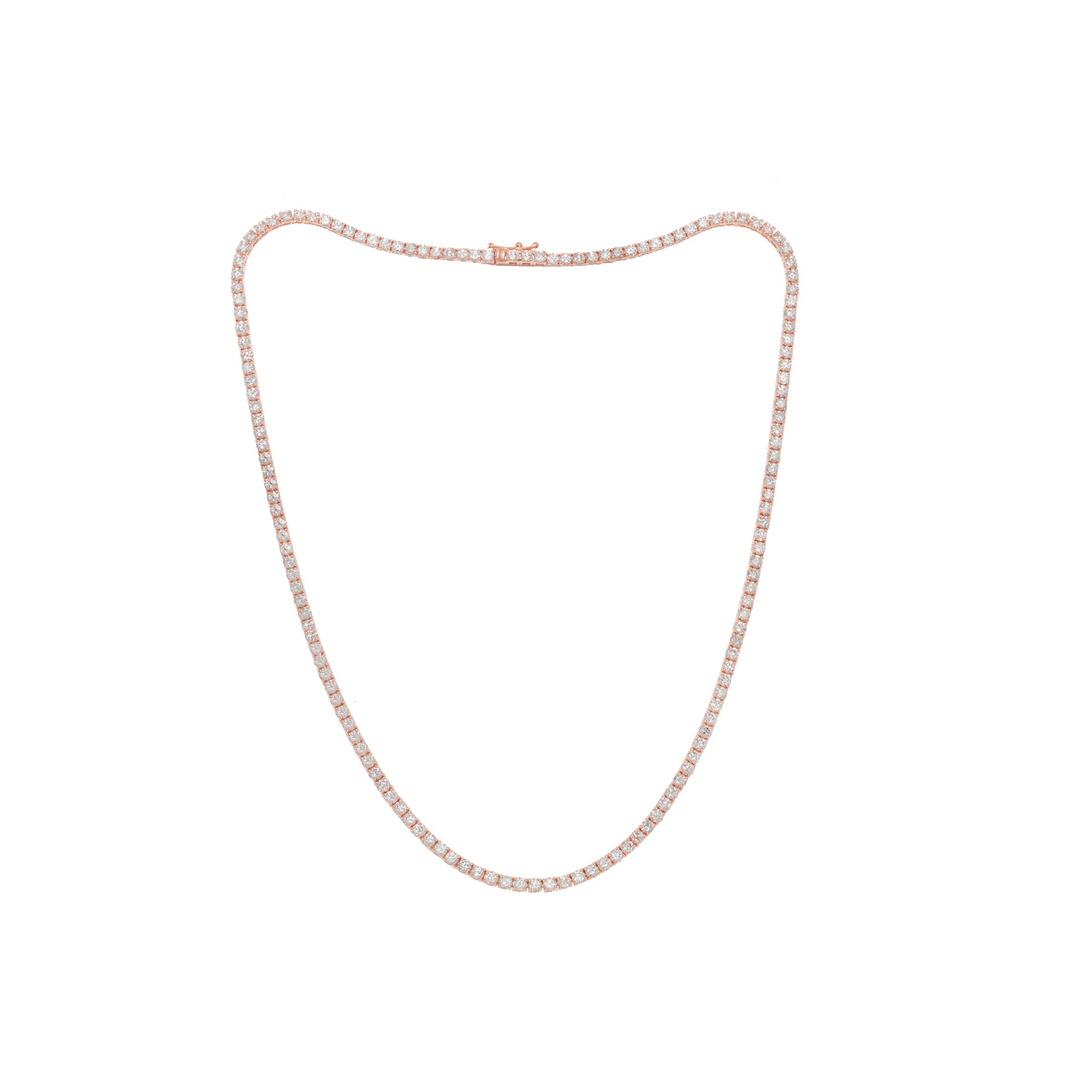 14kt Roségold Diamant Tennis Halskette mit 9,70 cts tw (168 Steine) Messung 16
