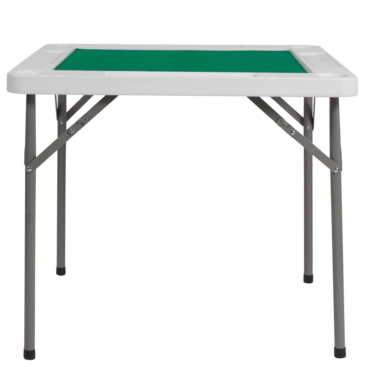 4-Spieler quadratisch Folding Karte Spiel Poker Tisch w / Grün Filz Top und Cup Holders