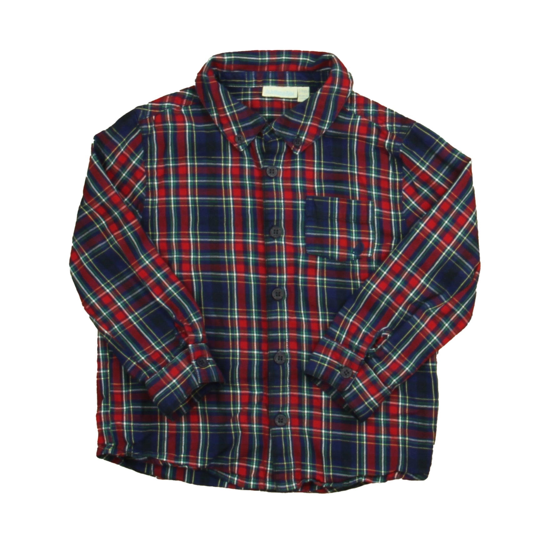 JoJo Maman Bebe Jungen Rot – Blau – Grün kariert mit Knopfleiste Langarm