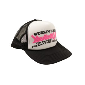X 375 schwarz und rosa Logo Trucker Kappe