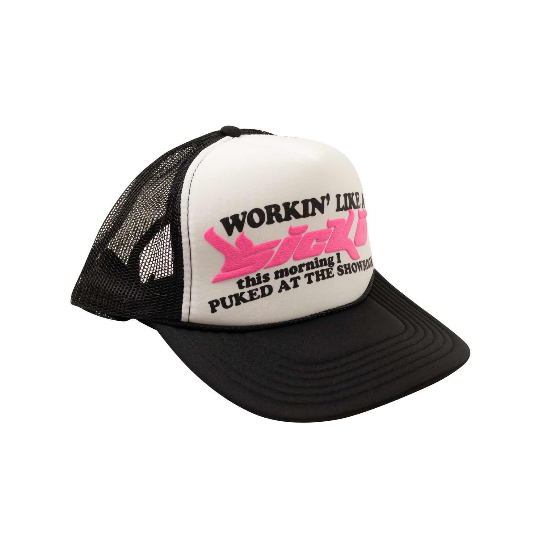 X 375 schwarz und rosa Logo Trucker Kappe
