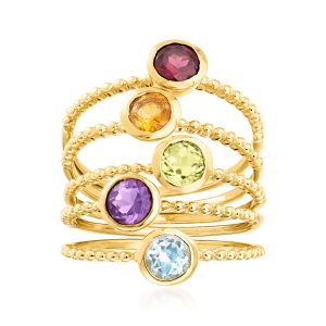 Ross-Simons 1.60 Multi-Gemstone Jewelry Set: 5 Rings in 18kt Gold über Sterling