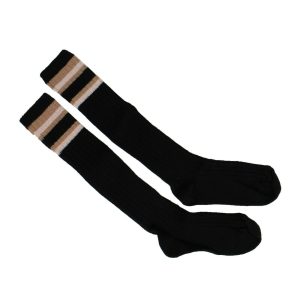 schwarz gerippt gestipste Knie hohe Socken