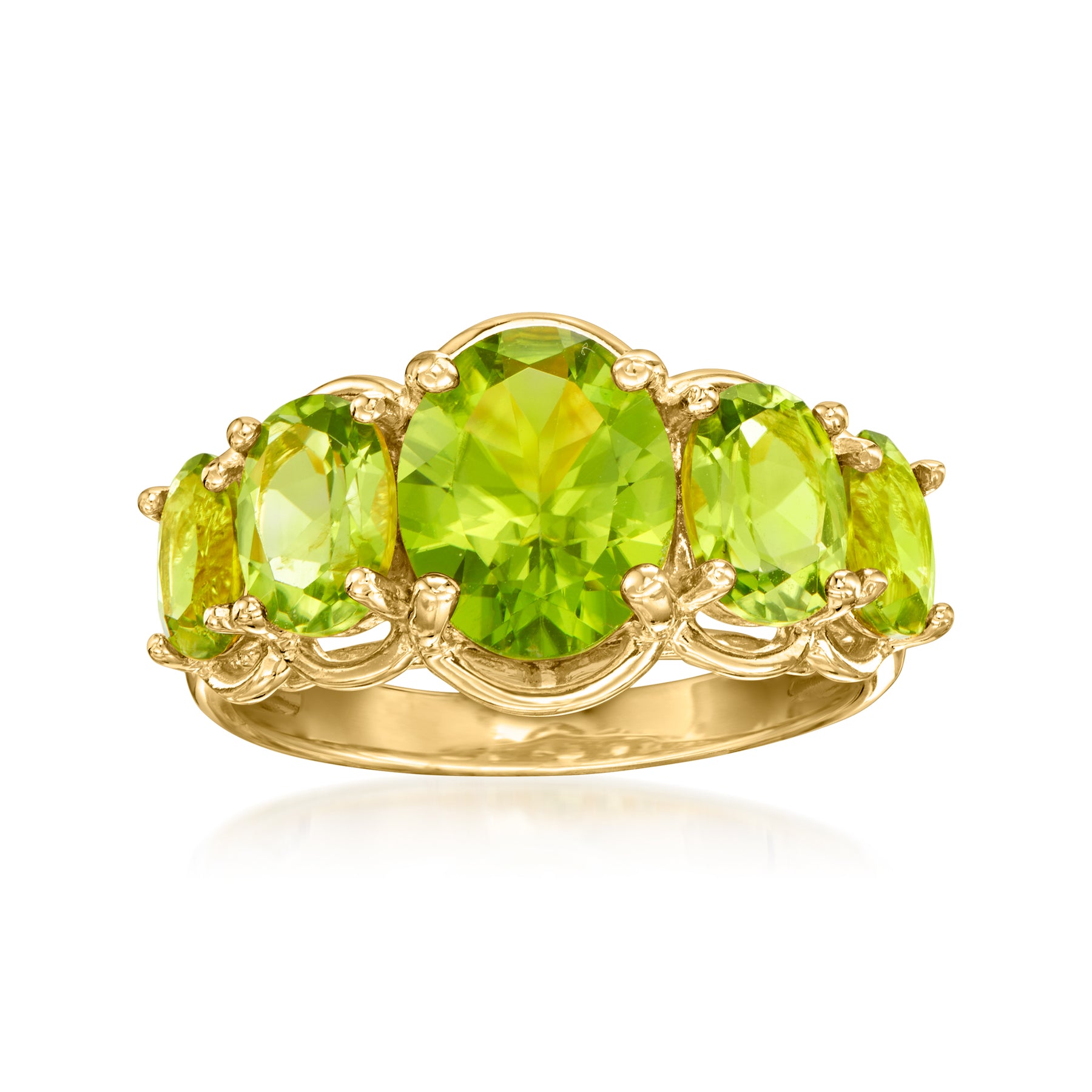 Ross-Simons Peridot 5-Stein Ring in 18kt Gold über Sterling