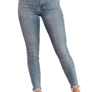 Mid Rise Release Waistband Detail Skinny Jeans in mittlerer Waschung – 7706231701564
