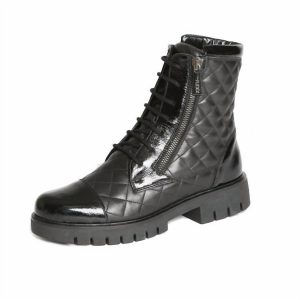 Damen Granger gesteppten Lederstiefel in schwarz – 7706230587452