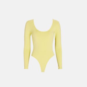 Damen Lorbeer Strick Body in Butter