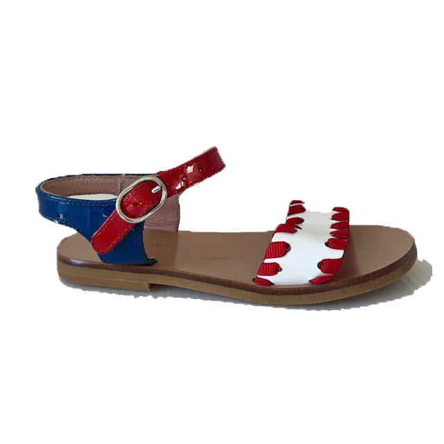 Jacadi Mädchen Rot – Weiß – Blaue Sandalen