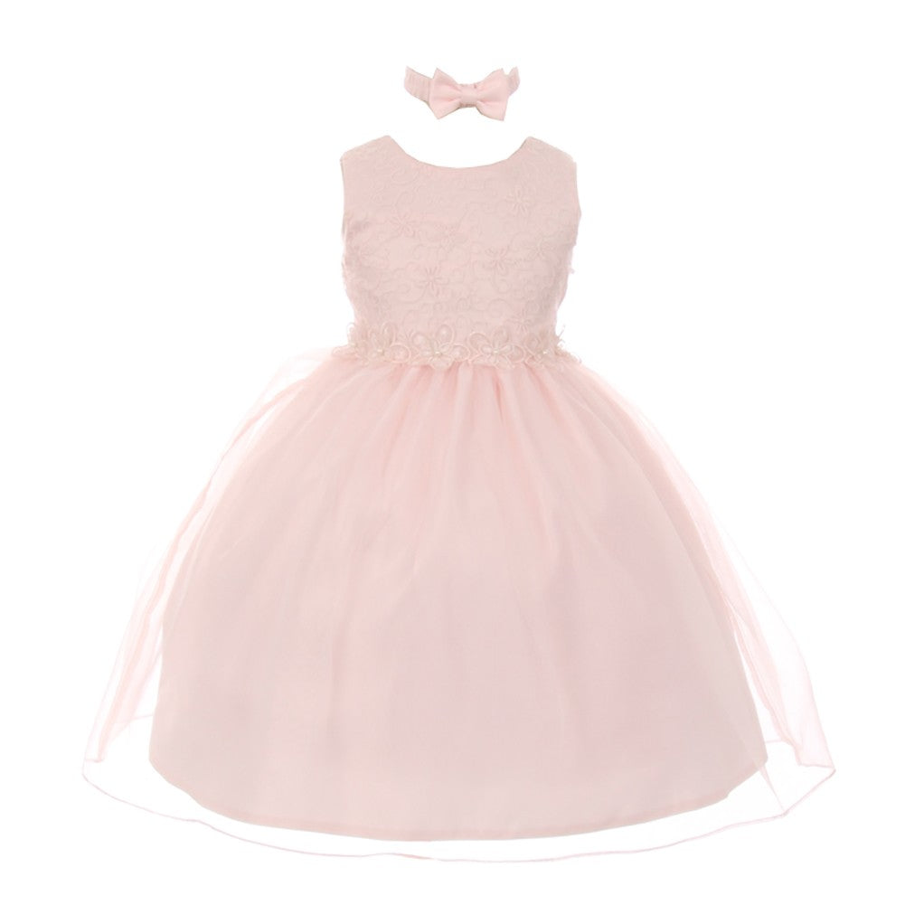 Baby Mädchen Altrosa Blumenbesatz Organza Blumenmädchen Ostern Kleid 6-24 Monate