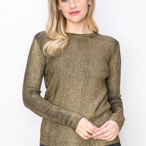 Shimmering Gold gerippter Pullover – 7833677660220