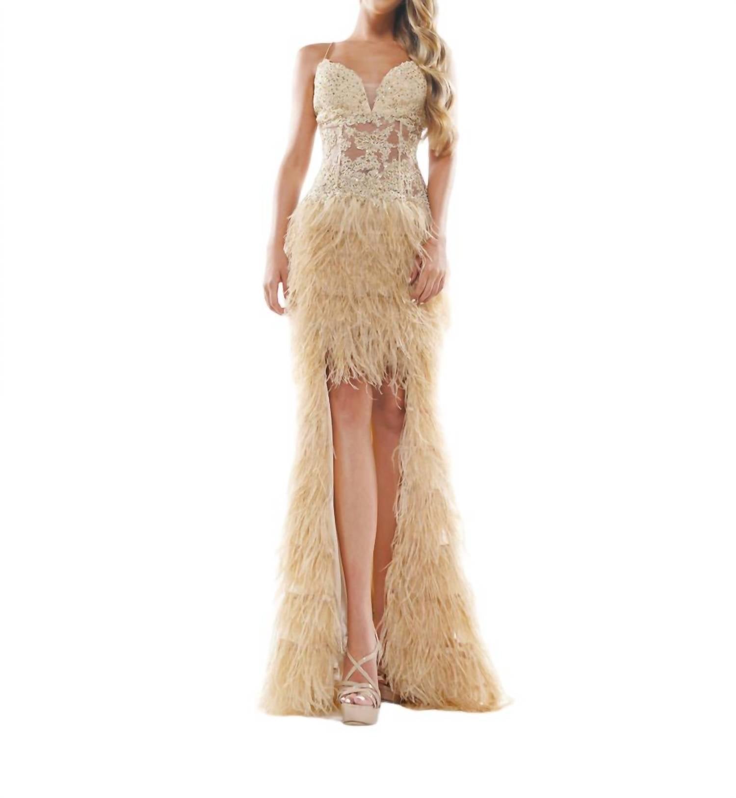 Deep Sweetheart Maxikleid in Nude