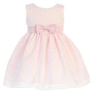kleine Mädchen rosa Burnout Quadrate Organza Ostern Kleid 2T-6