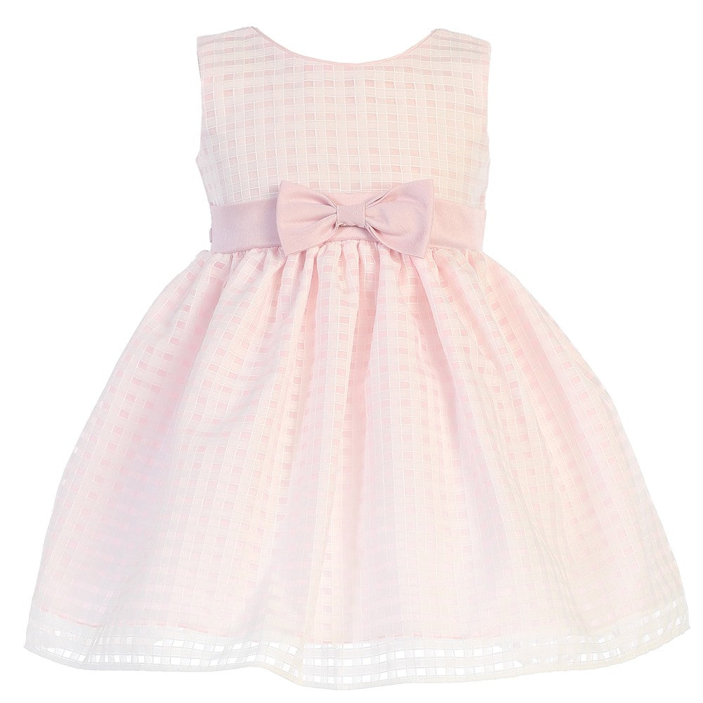 Kleine Mädchen Rosa Burnout Squares Organza Ostern Kleid 2T-6