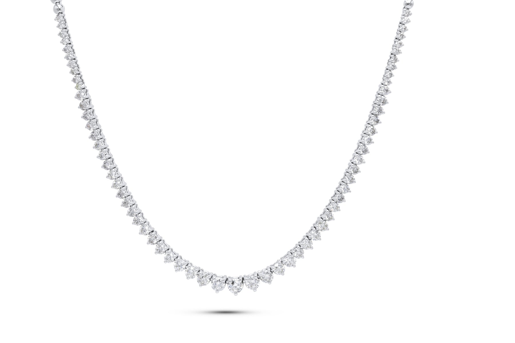 18KTWG HALF-GRADUIERTE TENNIS Halskette FEATURES 5.15CTS rund Diamanten