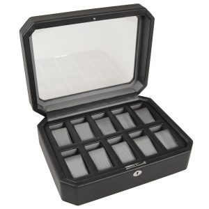 Wolf 4584029 Windsor 10 Stück Uhrenbox in Schwarz & Grau