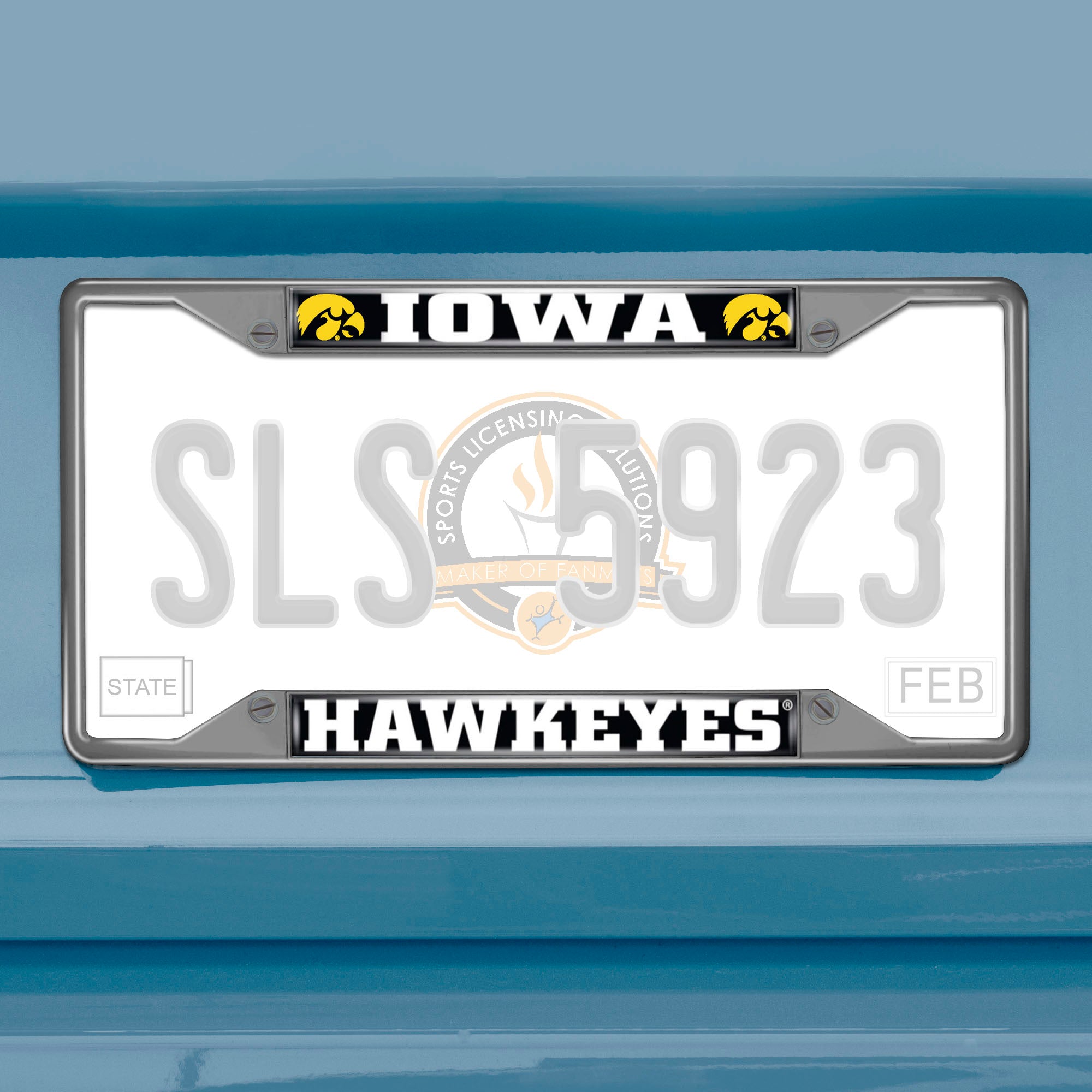 Fanmats Iowa Hawkeyes Chrom Metall Nummernschild Rahmen, 6,25′′ x 12,25′′