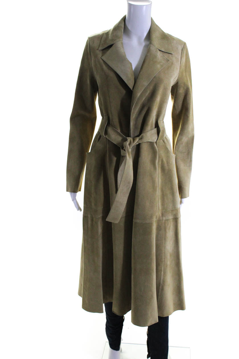 Derek Lam Damen Wildleder Belted Wrap Mantel Ingwer Beige
