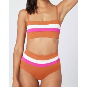 Rebel Stripe Bikinioberteil aus Amber/bougainvillea/Creme