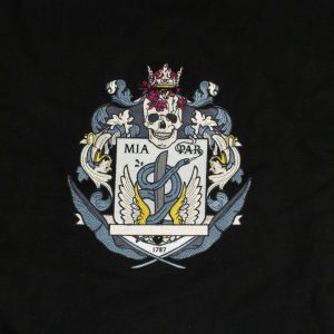 schwarze Baumwolle bestickt Souvenir Hoodie