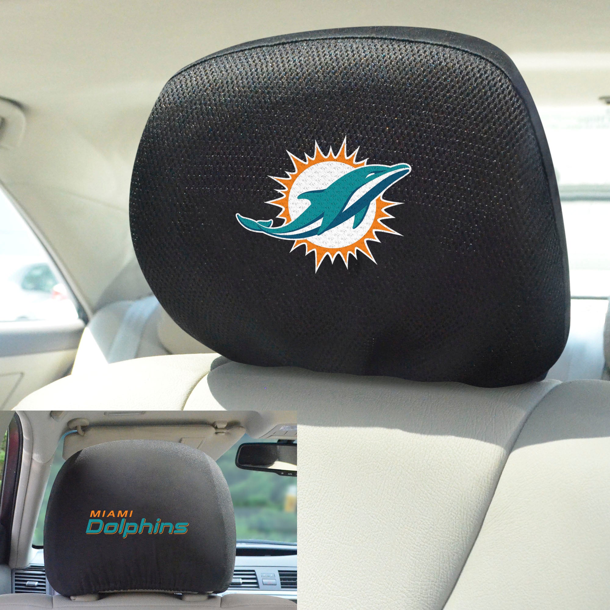 Fanmats Miami Dolphins bestickt Kopf Rest Cover Set – 2 Stück
