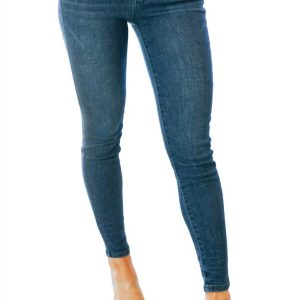 Mid Rise Crinkle Ankle Skinny Jeans im dunklen Waschen – 7706193428540