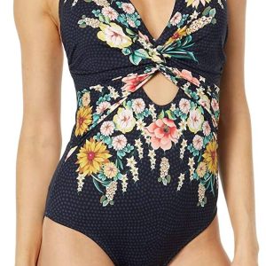 Damen Twist Keyhole Badeanzug in Mehrfarbig