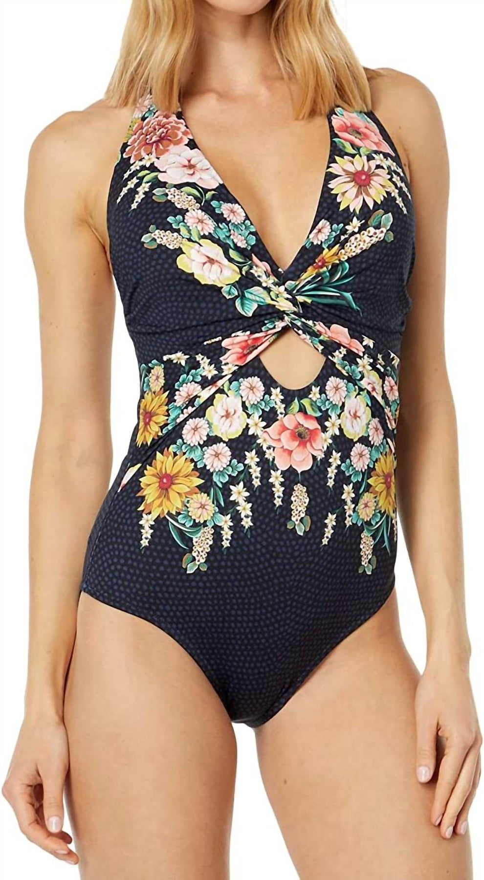 Damen Twist Keyhole Badeanzug in Mehrfarbig