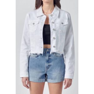 Katrina Destroyed Fitted Jeansjacke in weiß